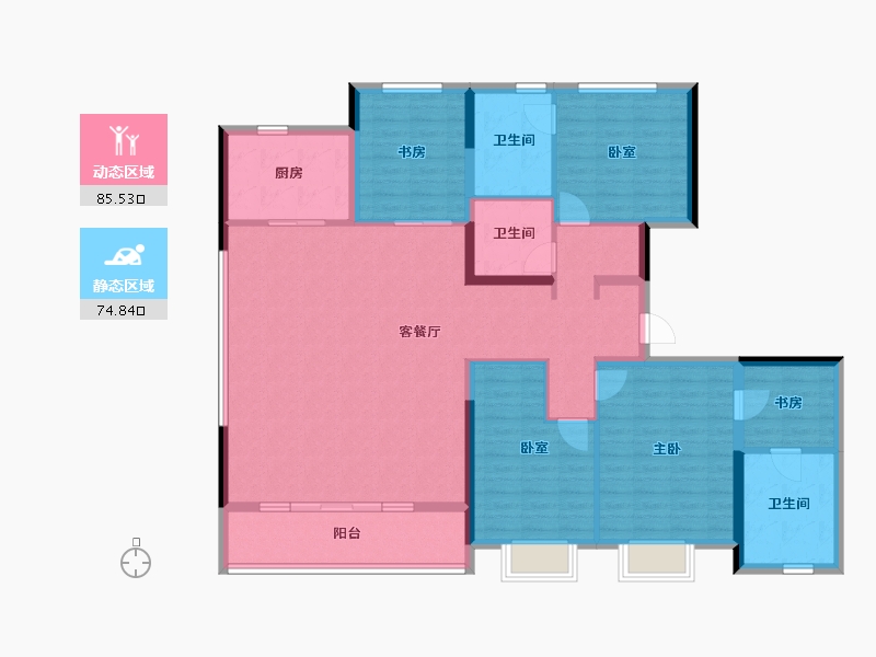 浙江省-杭州市-杭与城-145.25-户型库-动静分区