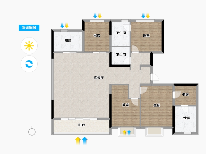 浙江省-杭州市-杭与城-145.25-户型库-采光通风