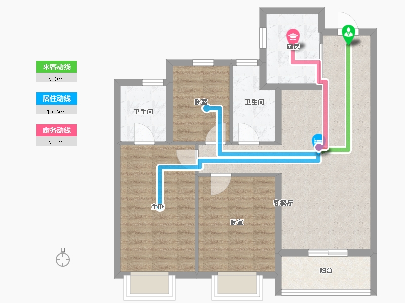 浙江省-杭州市-西房良语云缦-76.80-户型库-动静线