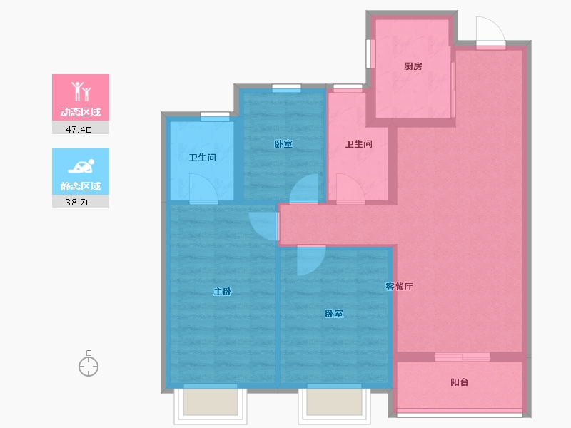 浙江省-杭州市-西房良语云缦-76.80-户型库-动静分区