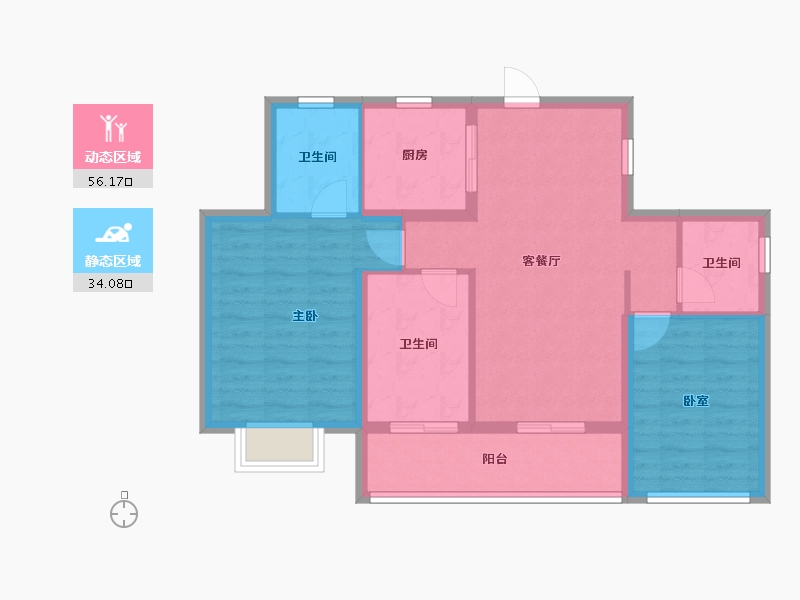 浙江省-杭州市-西房良语云缦-80.81-户型库-动静分区