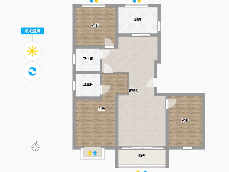 山西省-运城市-铭基悦龙台-二期-103.19-户型库-采光通风