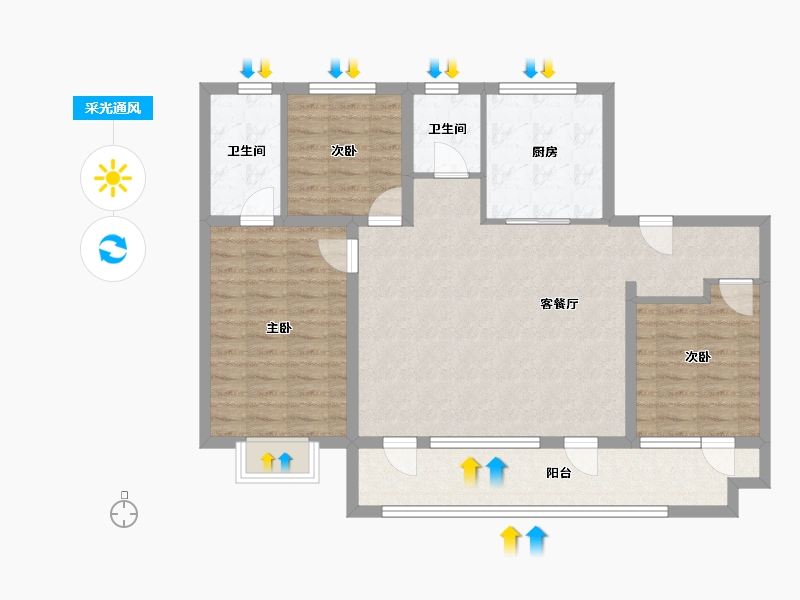 山东省-潍坊市-中南林清月-100.71-户型库-采光通风