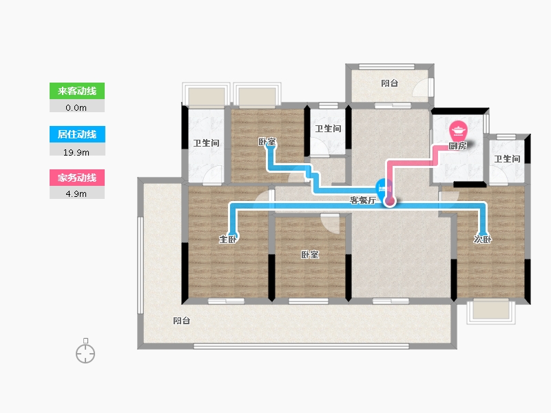 湖北省-潜江市-华滋上城潜江万达广场-132.80-户型库-动静线