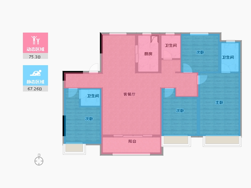 河南省-濮阳市-樱海铭筑-128.30-户型库-动静分区