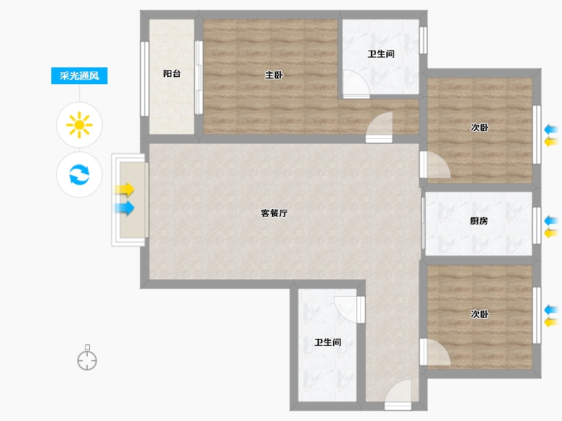 山西省-临汾市-金域王府-120.00-户型库-采光通风