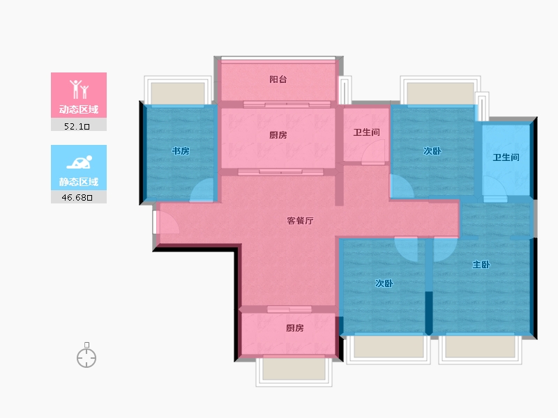 广东省-珠海市-仁恒滨海湾-87.21-户型库-动静分区