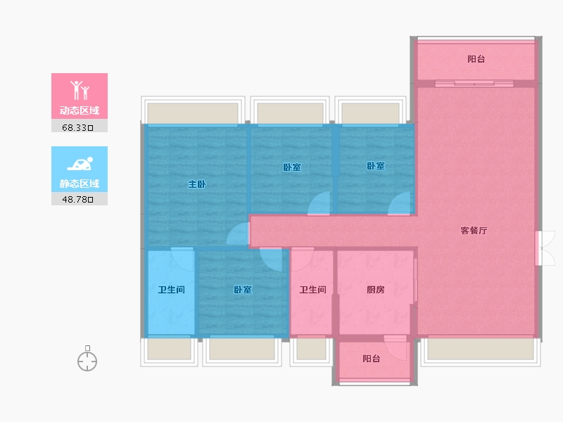 广东省-佛山市-朝富华府-106.55-户型库-动静分区