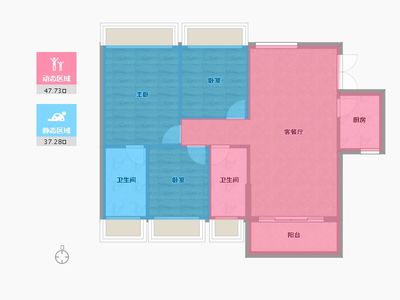 广东省-佛山市-朝富华府-77.47-户型库-动静分区