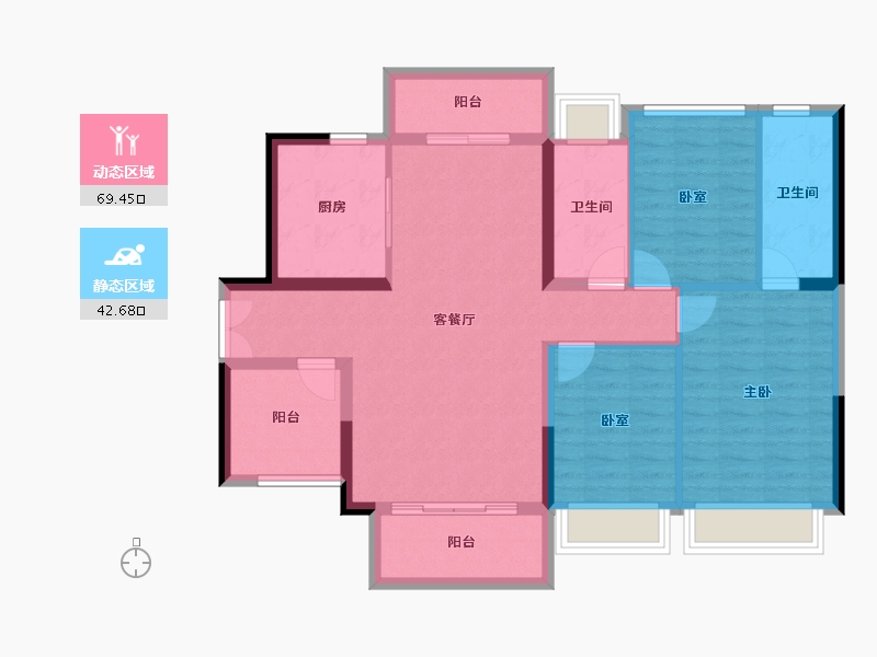 广东省-佛山市-碧桂园南海悦城-100.78-户型库-动静分区