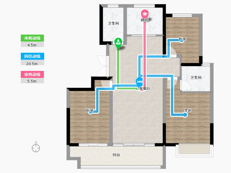 山东省-聊城市-冠县民生城市领秀-96.73-户型库-动静线