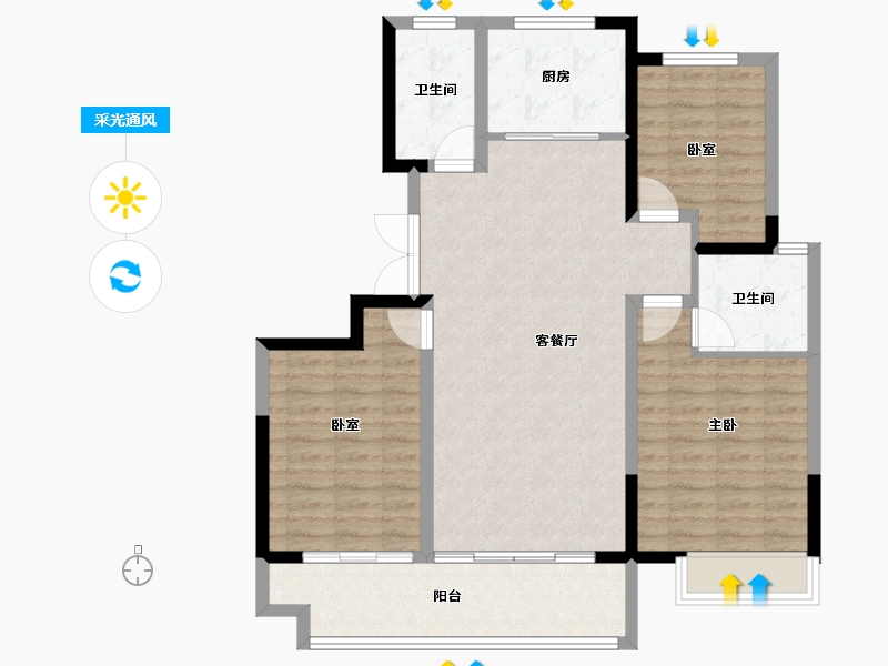 山东省-聊城市-冠县民生城市领秀-96.73-户型库-采光通风