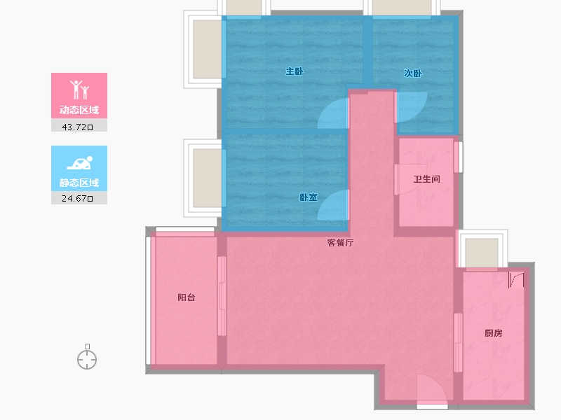 广东省-东莞市-新鸿基珑汇-65.73-户型库-动静分区