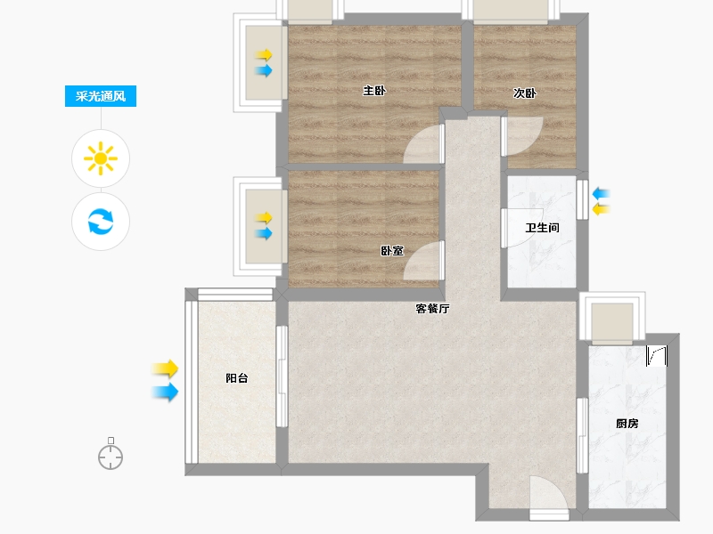 广东省-东莞市-新鸿基珑汇-65.73-户型库-采光通风