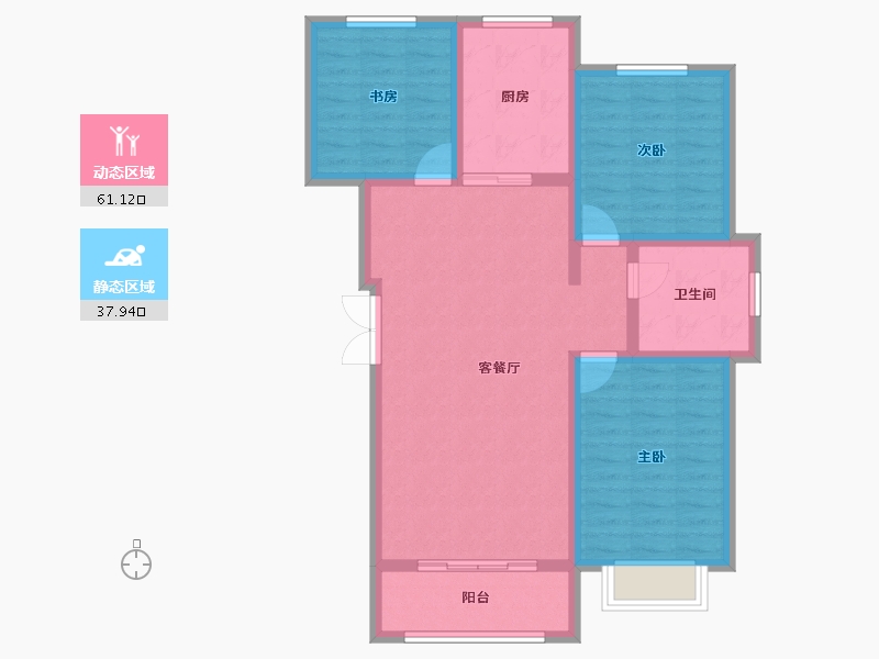 宁夏回族自治区-银川市-观湖名邸B区-88.80-户型库-动静分区