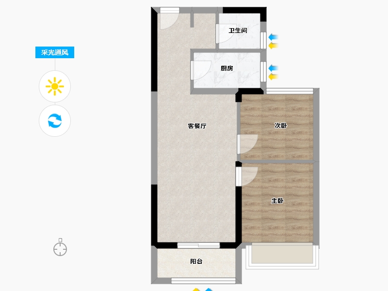 浙江省-台州市-中南珑悦-54.67-户型库-采光通风