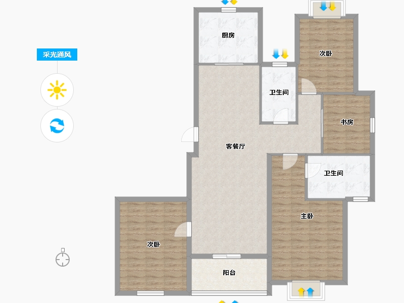 浙江省-杭州市-杭州国际金融中心-126.40-户型库-采光通风