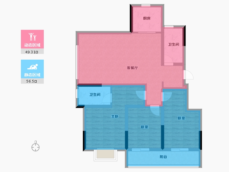 浙江省-杭州市-如沐清晖城-93.61-户型库-动静分区