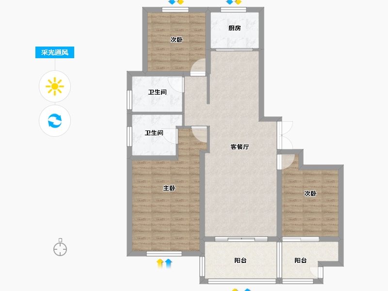 江苏省-镇江市-天怡瀚园-97.60-户型库-采光通风