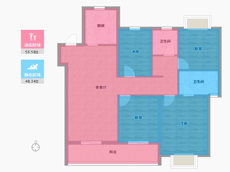 浙江省-杭州市-佳兆业棹月雅府-94.40-户型库-动静分区