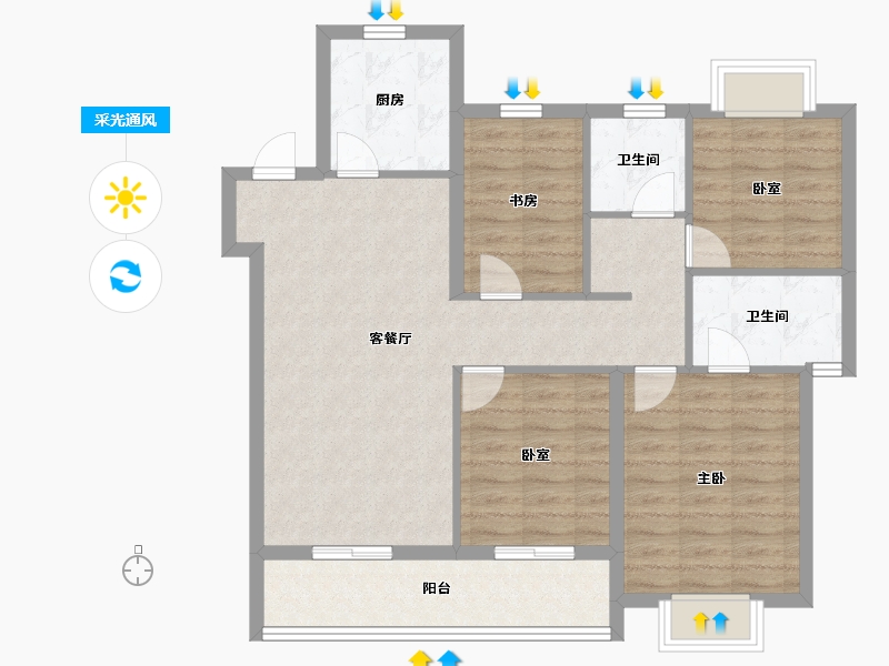 浙江省-杭州市-佳兆业棹月雅府-94.40-户型库-采光通风