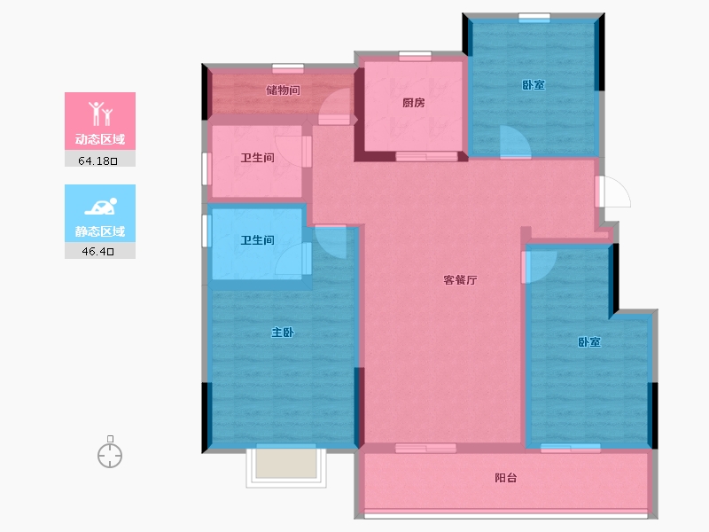 浙江省-杭州市-如沐清晖城-97.61-户型库-动静分区