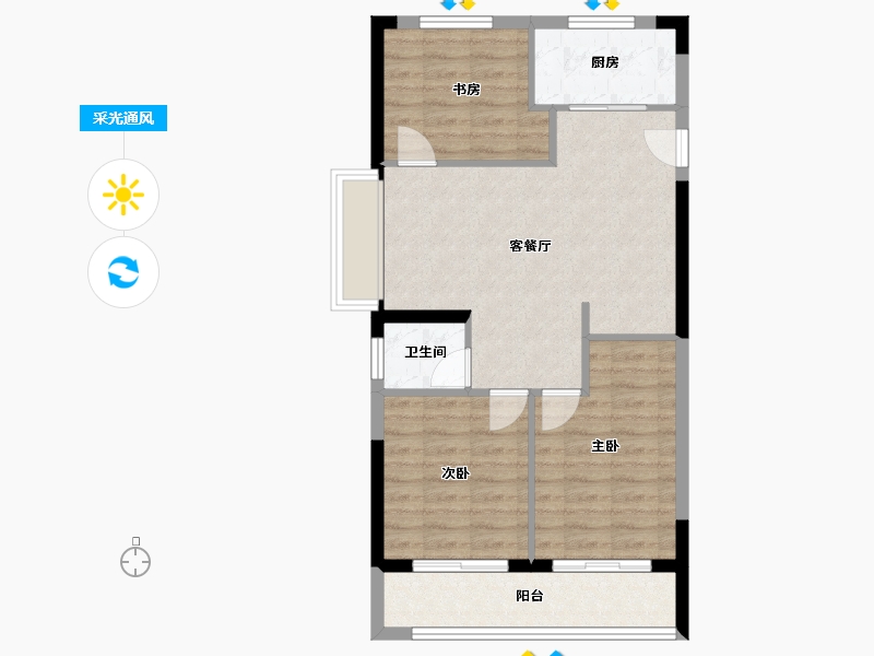 浙江省-台州市-中南珑悦-70.58-户型库-采光通风