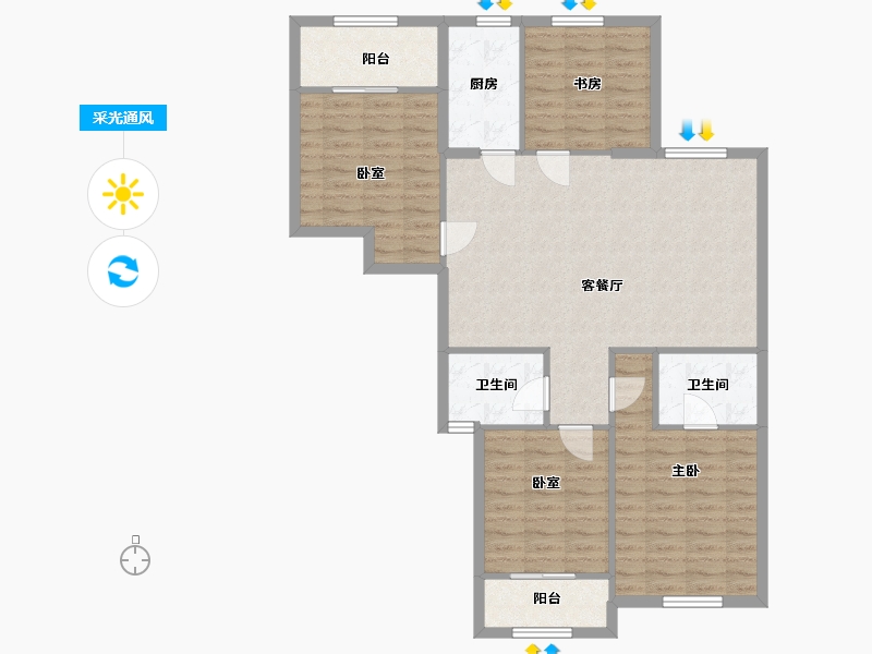 浙江省-温州市-慈湖锦苑一组团-107.00-户型库-采光通风