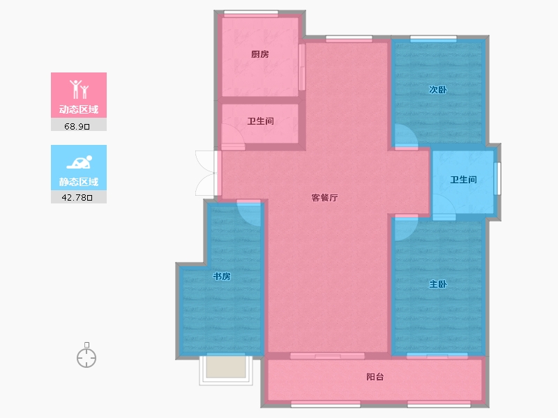 宁夏回族自治区-银川市-观湖名邸B区-100.00-户型库-动静分区