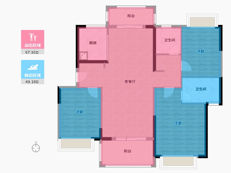 广东省-中山市-剑桥郡-105.00-户型库-动静分区