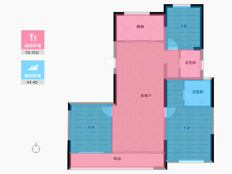 宁夏回族自治区-银川市-中环云熙府-92.63-户型库-动静分区