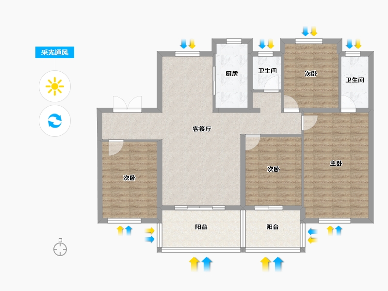 江苏省-镇江市-天怡瀚园-114.40-户型库-采光通风