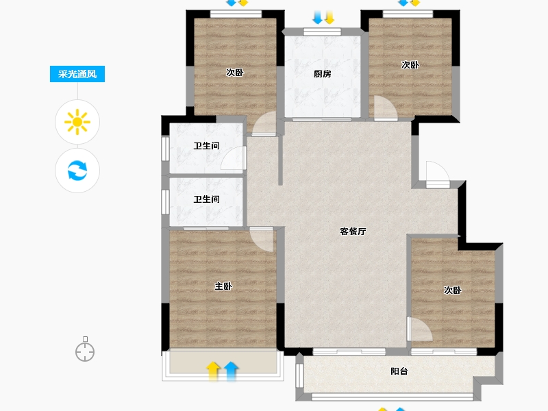 安徽省-阜阳市-阜阳华鸿鸿樾府-110.00-户型库-采光通风