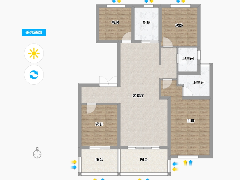 江苏省-镇江市-天怡瀚园-109.60-户型库-采光通风