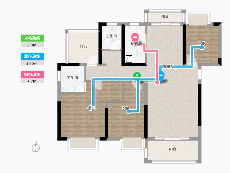 湖南省-永州市-公园壹号-102.64-户型库-动静线