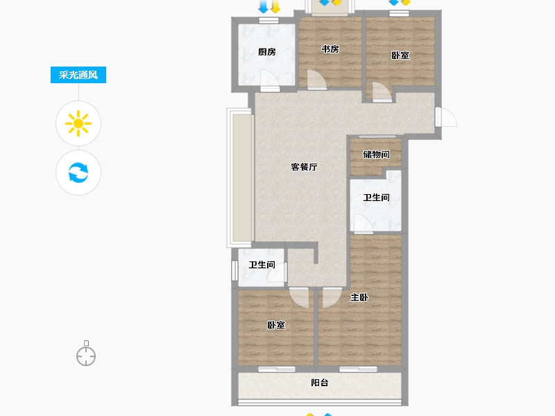 浙江省-杭州市-佳兆业棹月雅府-94.41-户型库-采光通风