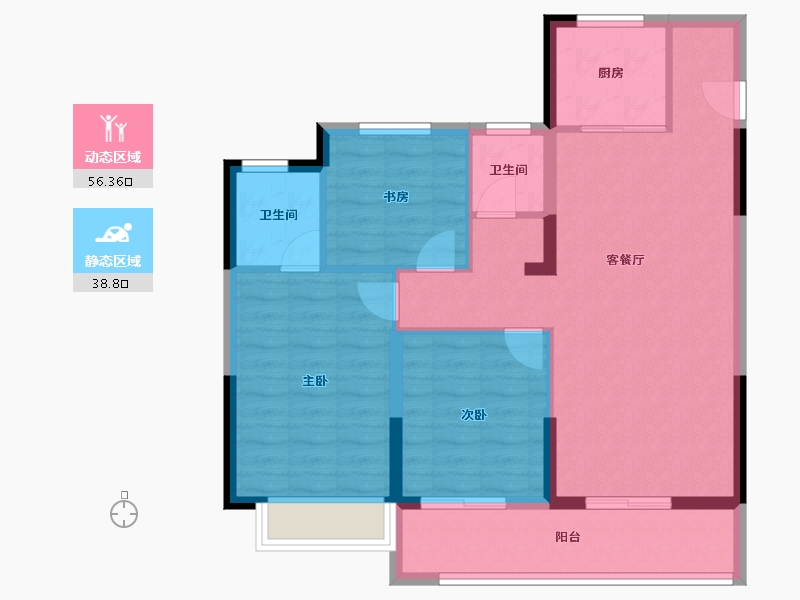 浙江省-台州市-中南珑悦-85.68-户型库-动静分区