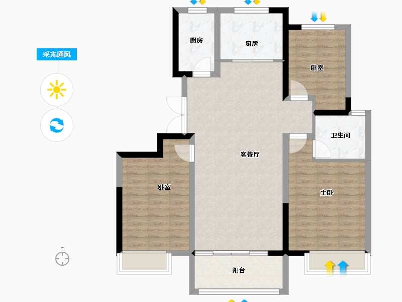 山东省-聊城市-冠县民生城市领秀-96.72-户型库-采光通风