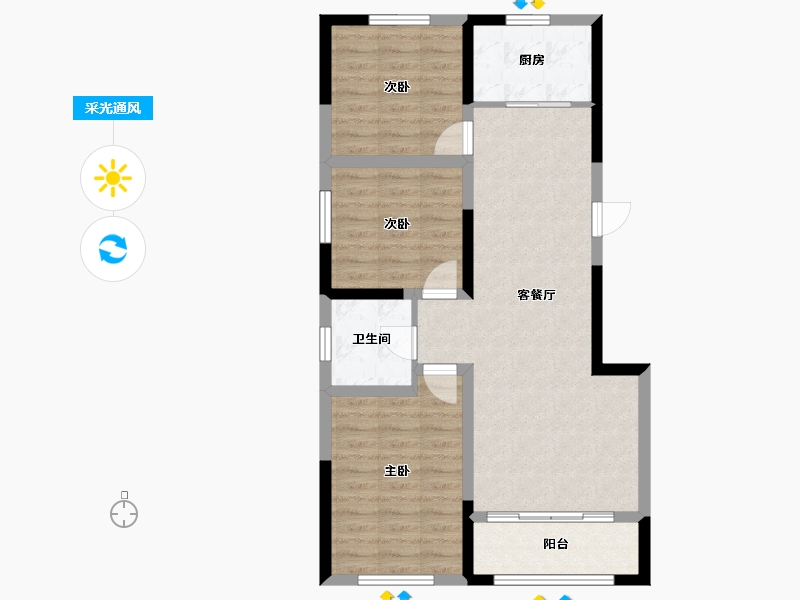 宁夏回族自治区-银川市-中环云熙府-77.64-户型库-采光通风