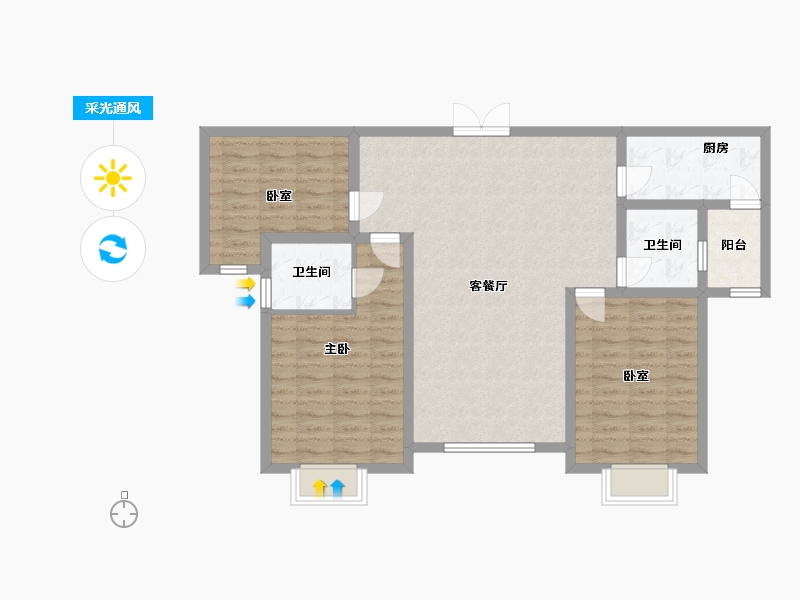 陕西省-宝鸡市-西城国际-98.00-户型库-采光通风