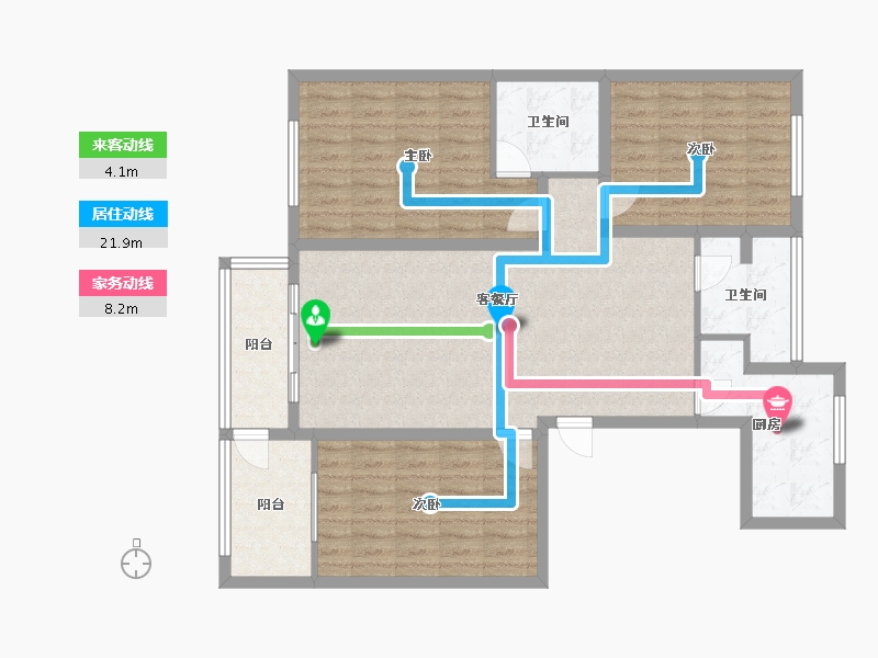 浙江省-金华市-金科花园-110.00-户型库-动静线