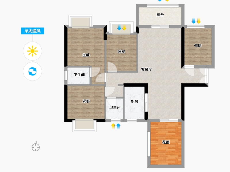 湖南省-衡阳市-拓兴阳光大院-90.00-户型库-采光通风