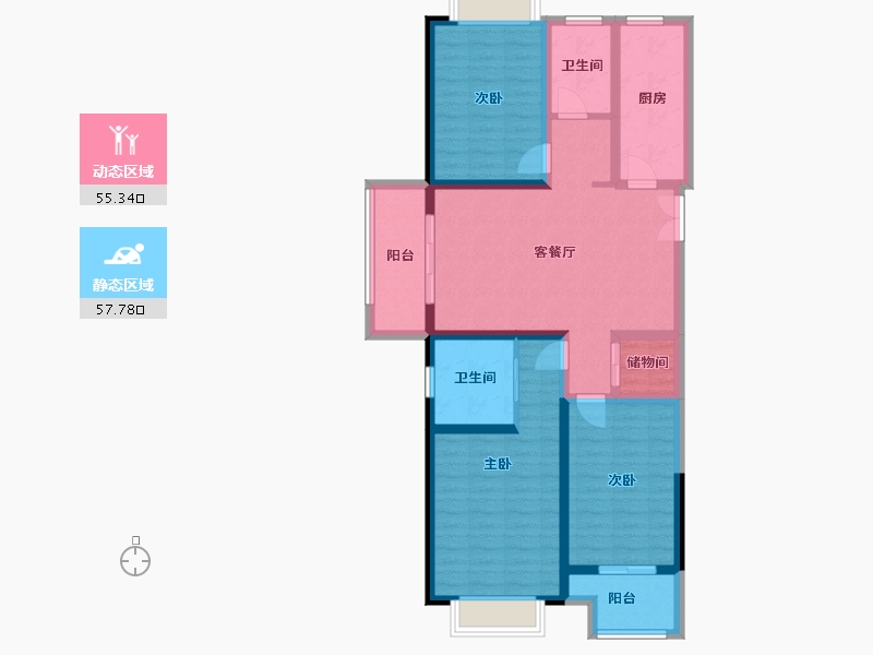 河南省-郑州市-中州府-100.00-户型库-动静分区