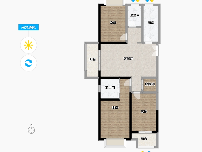 河南省-郑州市-中州府-100.00-户型库-采光通风