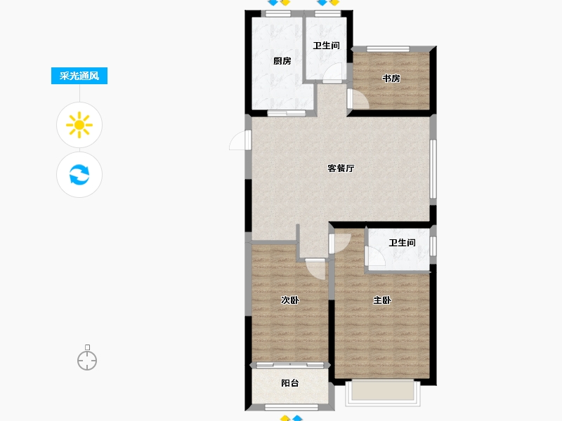 山东省-泰安市-同悦府-92.51-户型库-采光通风