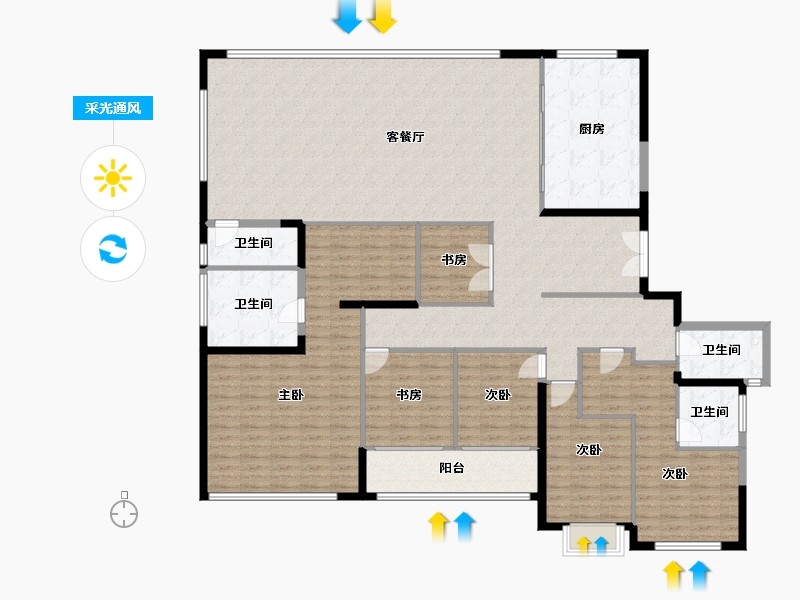 福建省-厦门市-建发五缘灏月-214.60-户型库-采光通风