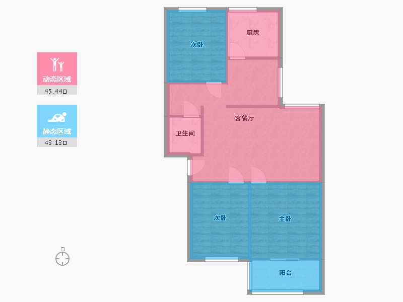 陕西省-咸阳市-中华小区-77.00-户型库-动静分区