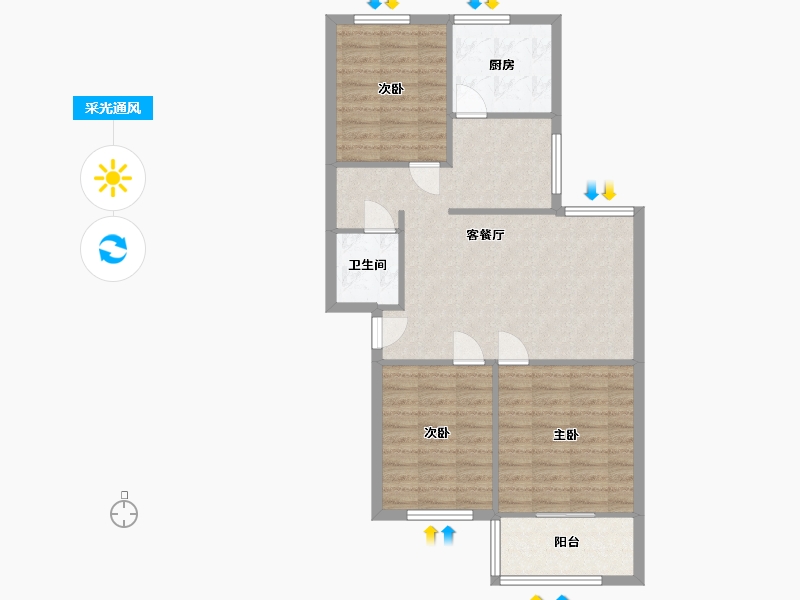 陕西省-咸阳市-中华小区-77.00-户型库-采光通风