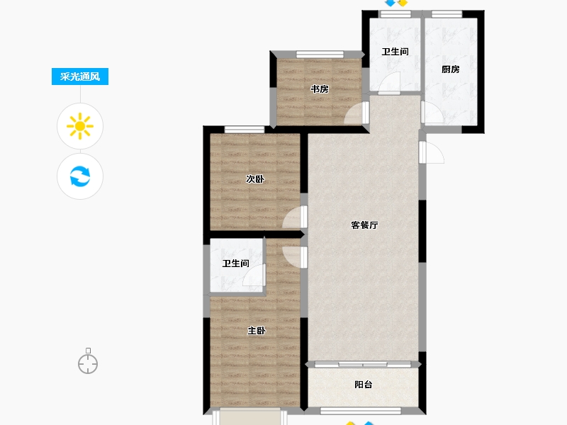 山东省-泰安市-同悦府-90.01-户型库-采光通风