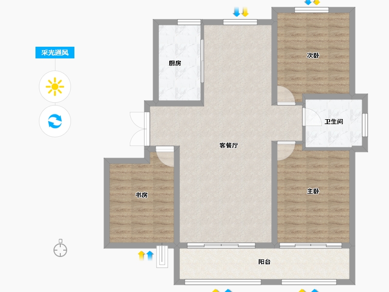 宁夏回族自治区-银川市-观湖名邸B区-97.60-户型库-采光通风